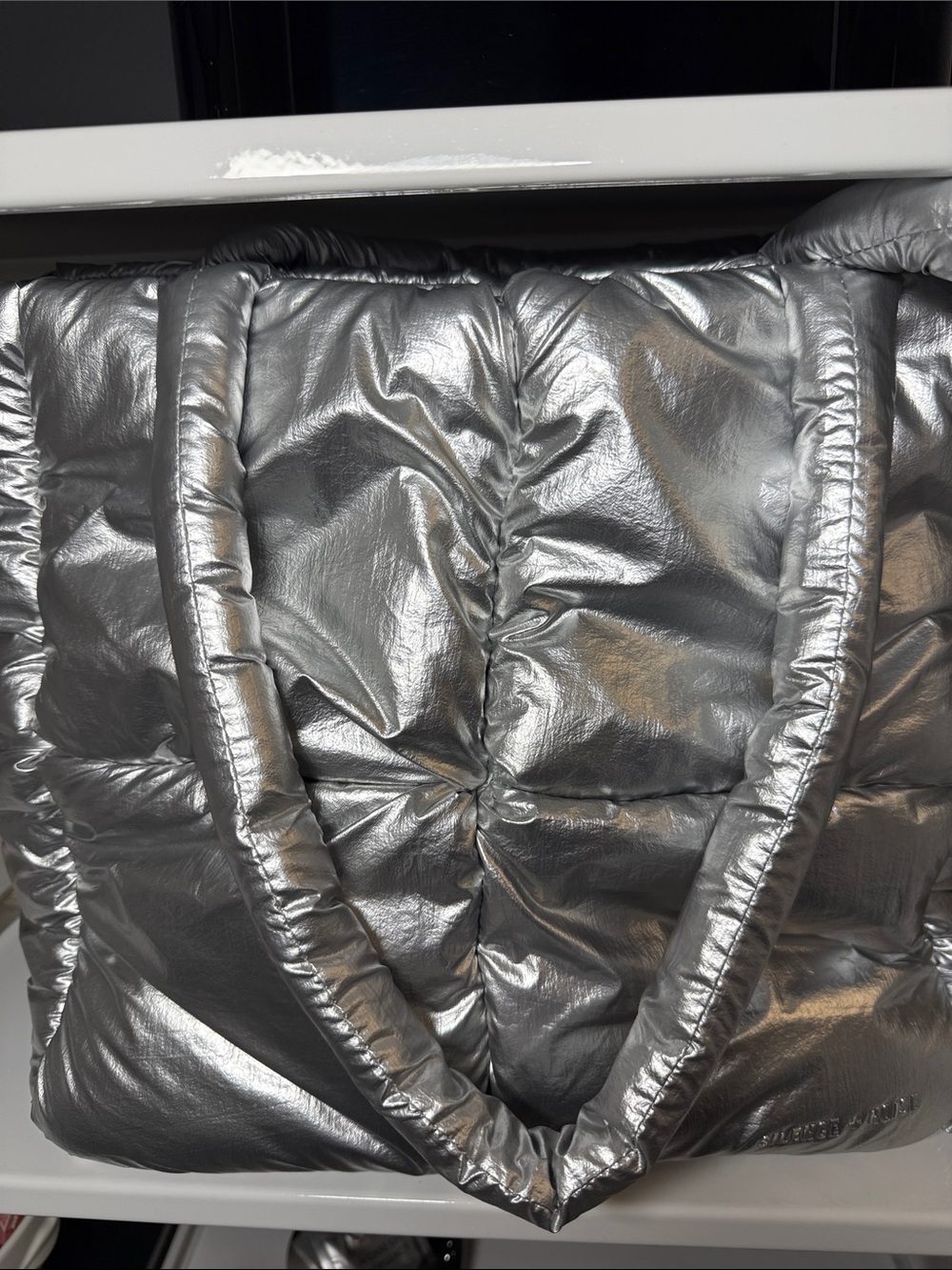 Silence + Noise Silver Puffer Tote